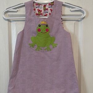 Purple Frog Print Kids Dress